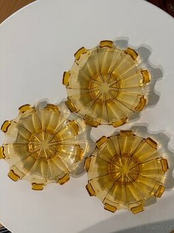 INWALD ART DECO talířky ambrové sklo Ø 15 cm