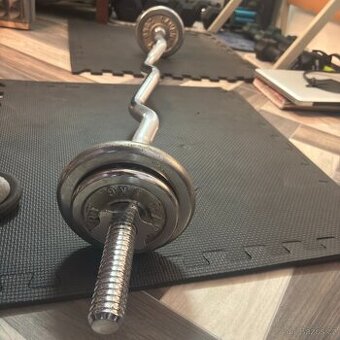 Osa/tyč se 4 závažími (Fitforce BPC 1190 2x 2,5kg + 2x 1 kg)