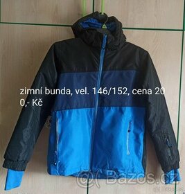 Klučičí bundy zimní vel. 10-12 let