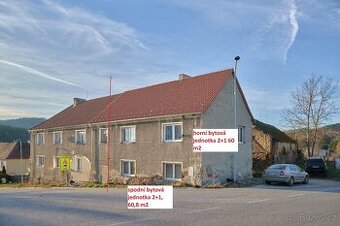 Prodej ideální 1/2 bytového domu, 2x  2+1 , 60m2, pozemek 63