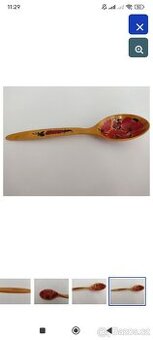 RETRO dekorace Ruská dřevěná naběračka s motivem 35,5cm