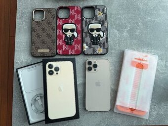 iPhone 13 Pro Max, 128 GB, zlatá + náhradní ochranné sklo
