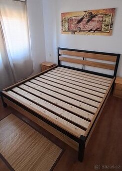 Dubová postel industrial rustikal