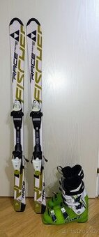 Lyže 130 carvingové Fischer + lyžáky 40 Lange 26cm