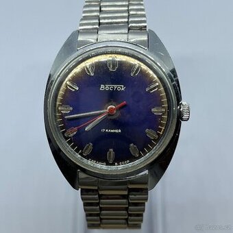Vostok USSR mechanické hodinky – modrý ciferník, 17 kamenů