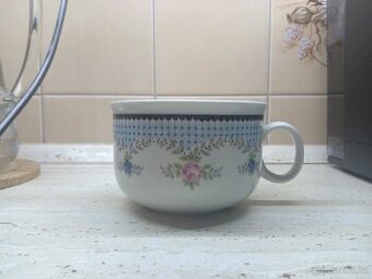 Retro hrnečky Dubí, modrá krajka