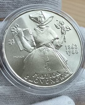 Stříbrná pamětní mince 500kčs Matice Slovenská 1988 sbírkový