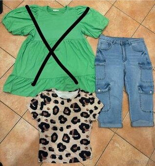 Dámské triko a 3/4 džínové kalhoty