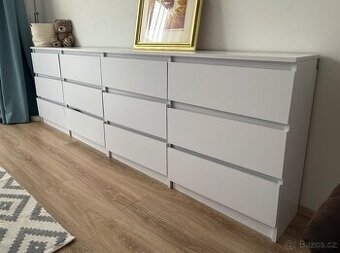 Dvě bílé mělké komody KULLEN Ikea