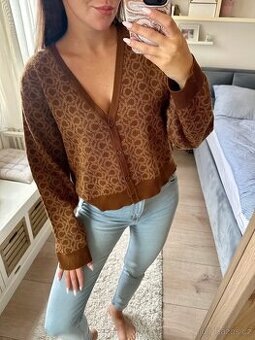 CALVIN KLEIN HNĚDÝ SVETR / CARDIGAN - 1