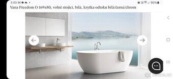 Vana RAVAK FreedomO 169x80 NOVÁ -  volně stojící,odtok chrom