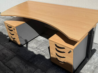 Kancelářský psací stůl polohovací - 2 kontejnery - TOP