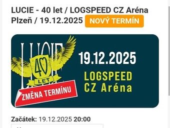 LUCIE 19.12.2025 Plzeň - prodám 4 lístky na STÁNÍ .