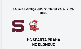 HC Sparta Praha - HC Olomouc- Nabízím vstupenky