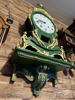 Konzolové francouzské hodiny 100 cm.rok 1800 + - dřevo,bronz