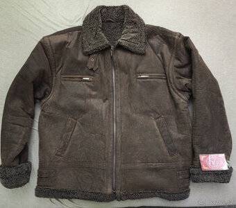 KOŽENÁ BUNDA S KOŽÍŠKEM - PILOTKA, NENOŠENÁ S VISAČKOU