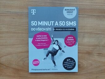 SIM karta T-mobile 100 Kč + 50 min + 50 SMS + 100 MB twist