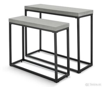 Tchibo set 2 kovovych stolku v betonovem stylu