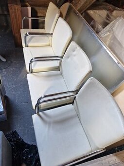 krémové jídelní kožené židle x 4