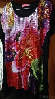 Černá tunika s květem vel XXL nová