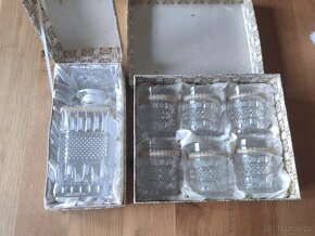 Starožitná broušená sada na whisky karafa, sklenice