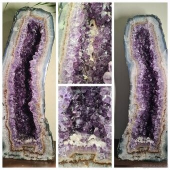 Dvě drúzy brazilského ametystu s křišťálem a achátem 100kg - 1