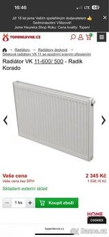 Nový radiátor Korado VK 11-600/ 500 - Radik