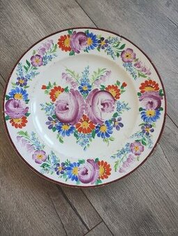 Chodský starožitný keramický talíř F. Míča