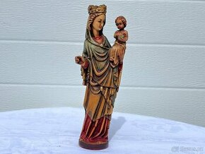 Dřevěná socha Panna Marie s Ježíškem malovaná - 1