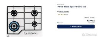 Plynová varná deska na sklokeramické bílé desce