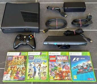 Xbox 360 + Kinect, ovladač, hry