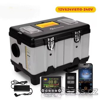 Přenosné topení 6-8kW, 12+24+230V, auto start/stop, BT