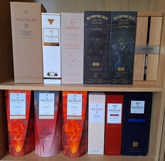 Sbírka whisky Macallan, Ardbeg, Bowmore, Laphroaig, Midleton