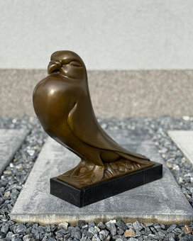 Bronzová socha Holub luxusní art deco dekorace z bronzu