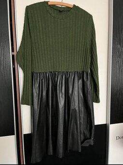 Šaty s koženkovou sukní vel. 48