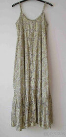 Dlouhé letní šaty květované zlaté Mango L XL 40 42