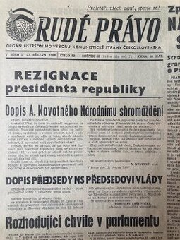 📜 RUDÉ PRÁVO + SVOBODNÉ SLOVO – originály z března 1968 (Pra
