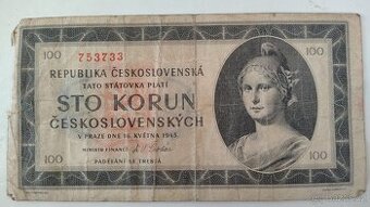 Bankovka 100,- Kčs, r. 1945