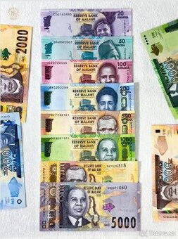 Set všech bankovek Malawi, 2016-2024, UNC