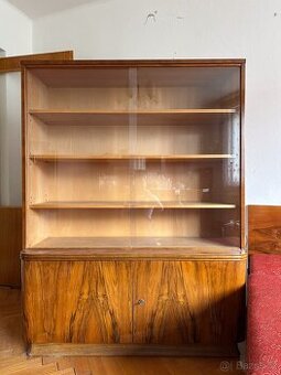 Retro dýhovaná dřevěná skříň/knihovna