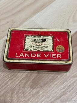Starožitná plechová krabička cigarety - LANDE VIER