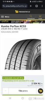 Kumho PorTran KC53 215/65 R15 C 104/102 T Letní