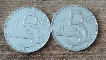STŘÍBRNÉ MINCE 2x 5 Koruna Československo 1928,1929