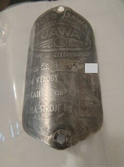 Jawa 500 OHC originální štítek