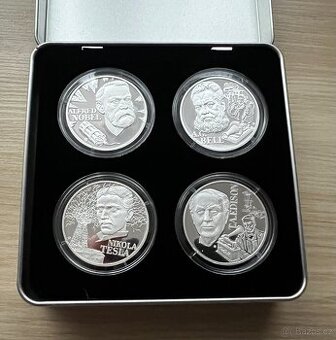 Sada 4ks 1 Oz stříbrných mincí "Géniové 19. století"
