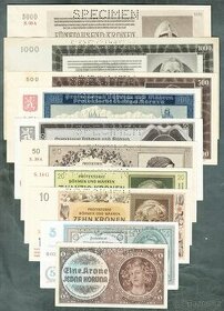 Staré bankovky PROTEKTORÁT KOMPLET SESTAVA pěkný stav