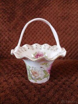 Košíček růžový porcelán