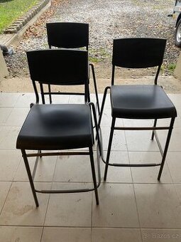 STIG Barová stolička s opěrkou, výška pultu/stolní desky čer