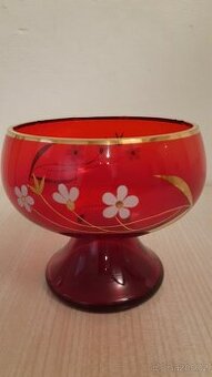 Starožitná malovaná rubínová mísa 