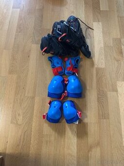 Dětské kolečkové brusle nastavitelné 35-38 vc. Chráničů